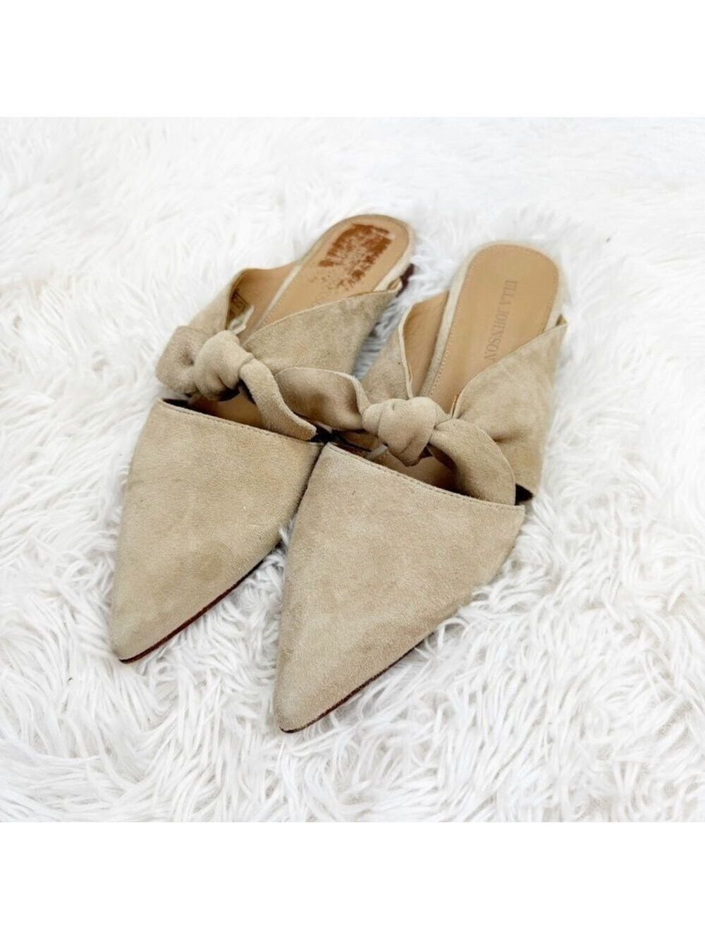 Ulla Johnson Lilo Babouche Noir Suede Knotted Pointed Toe Flats - Picture 2 of 11
